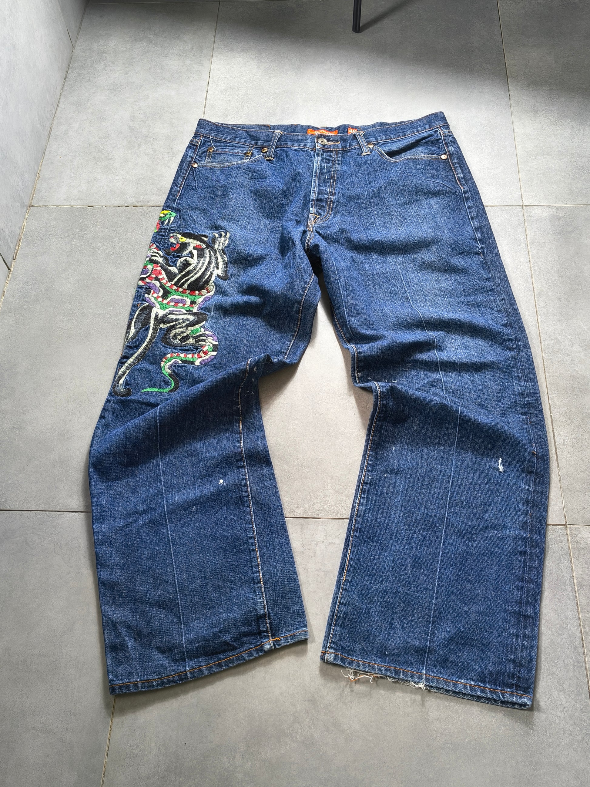 Granatowe baggy jeansy Ed Hardy