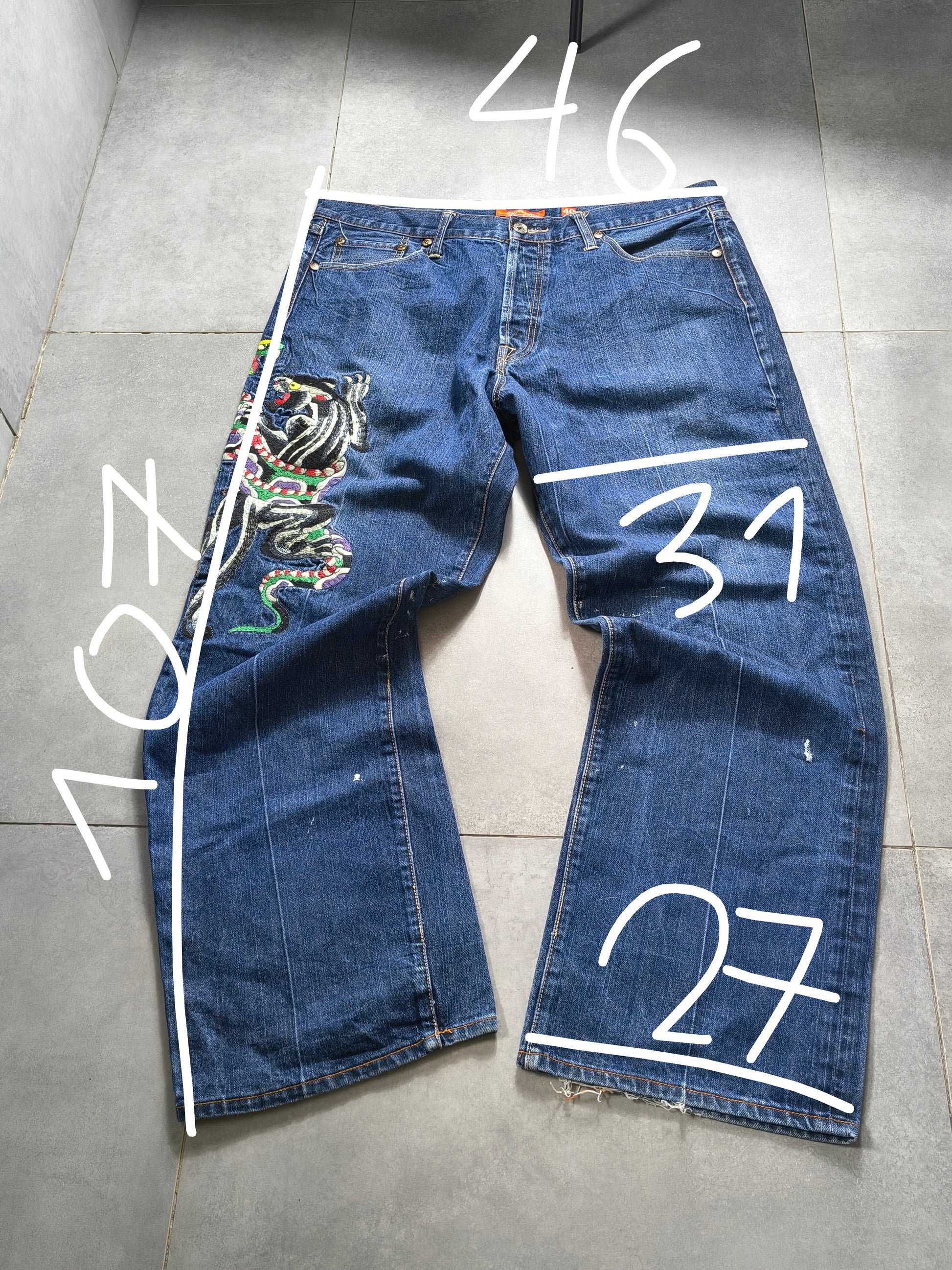 Granatowe baggy jeansy Ed Hardy