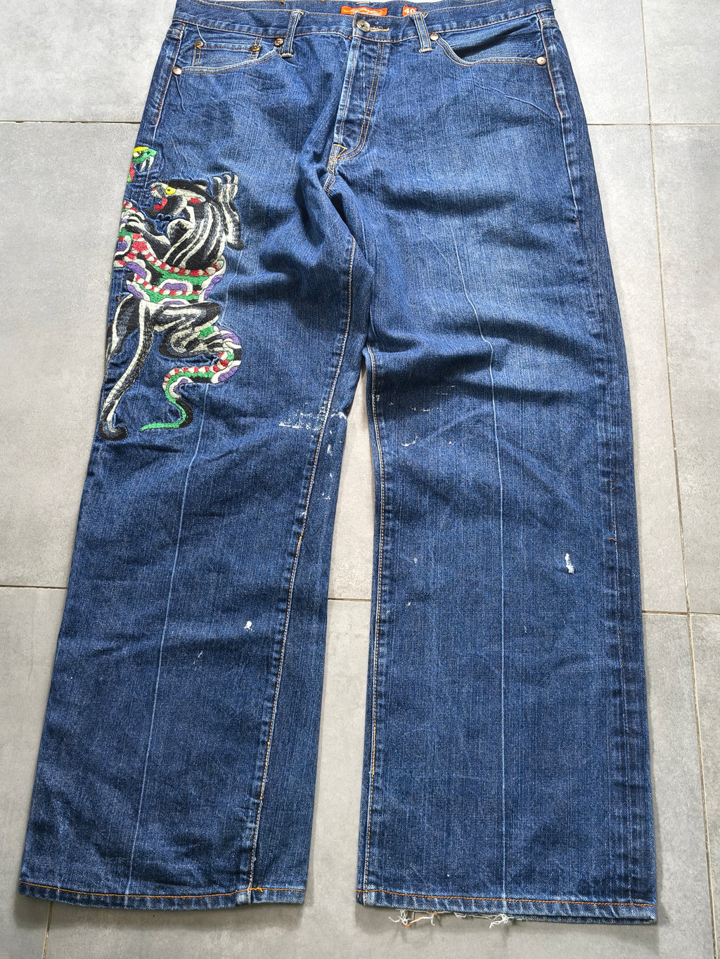 Granatowe baggy jeansy Ed Hardy