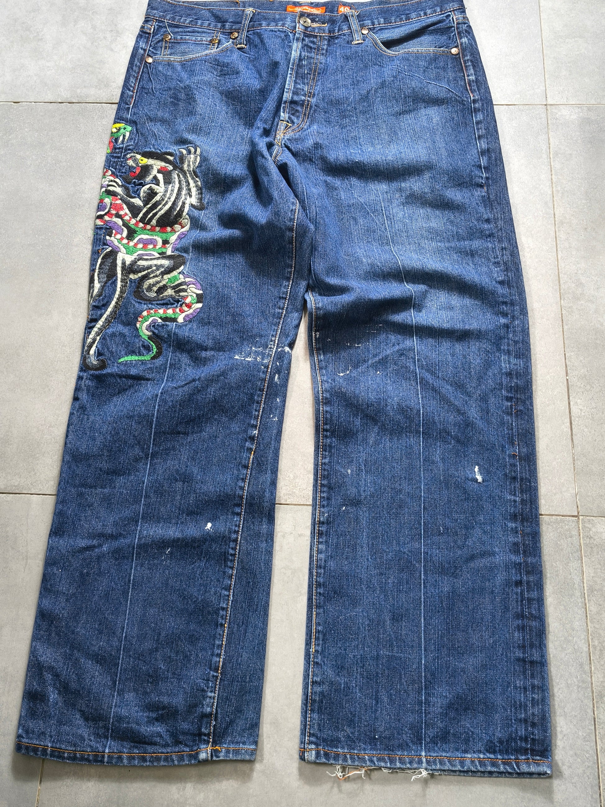 Granatowe baggy jeansy Ed Hardy