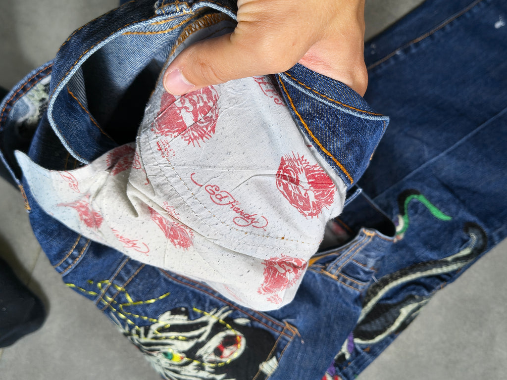 Granatowe baggy jeansy Ed Hardy