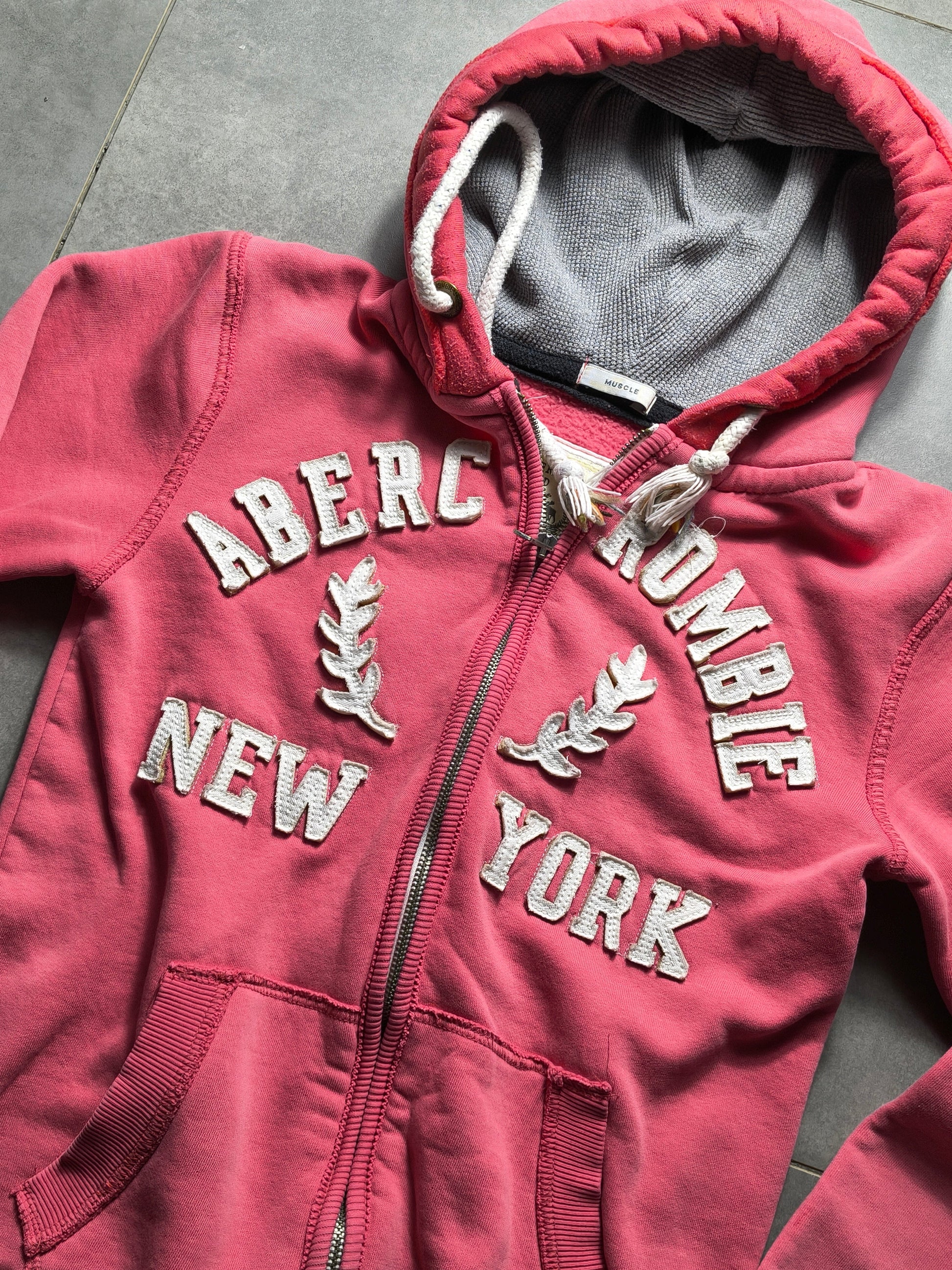 Różowa bluza rozpinana z kapturem Abercrombie and Fitch
