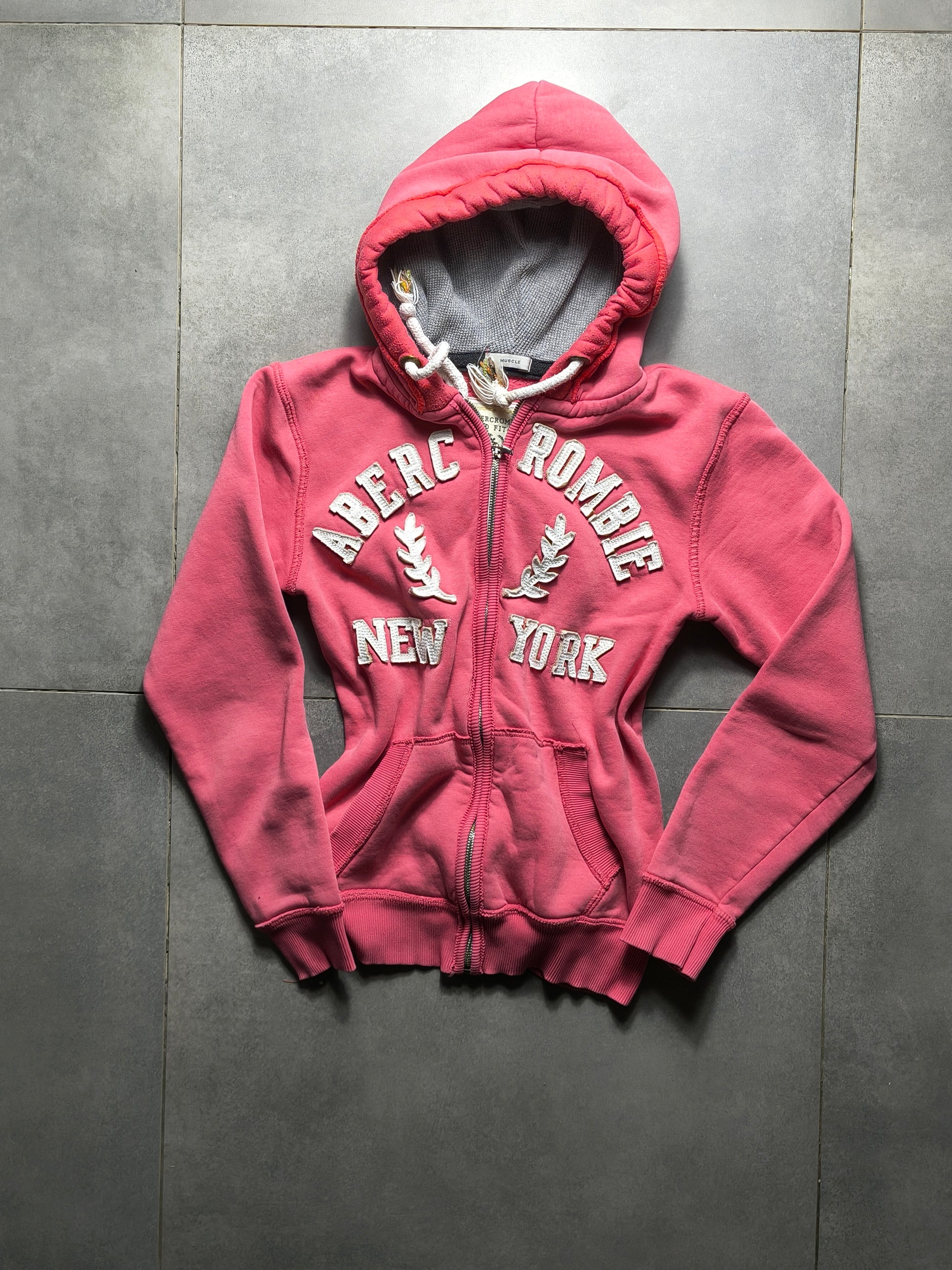Różowa bluza rozpinana z kapturem Abercrombie and Fitch