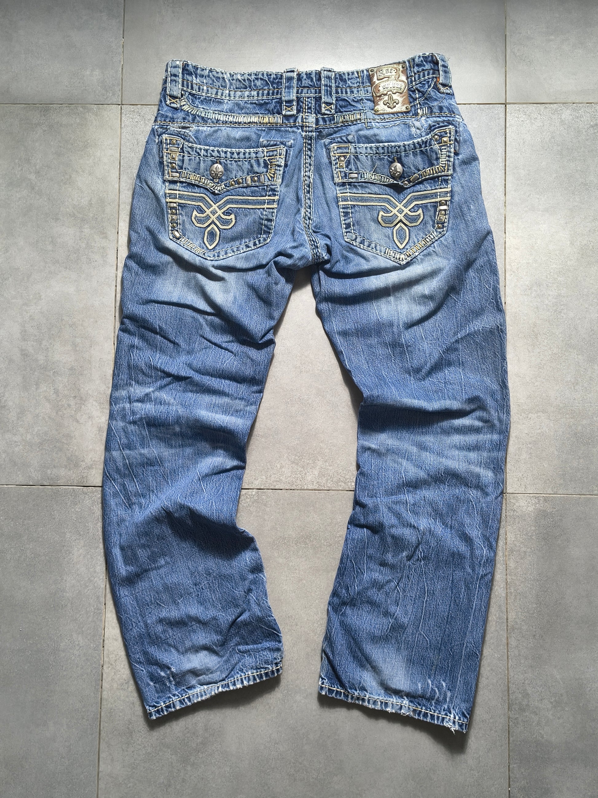 Niebieskie straight fit jeansy Rock Revival