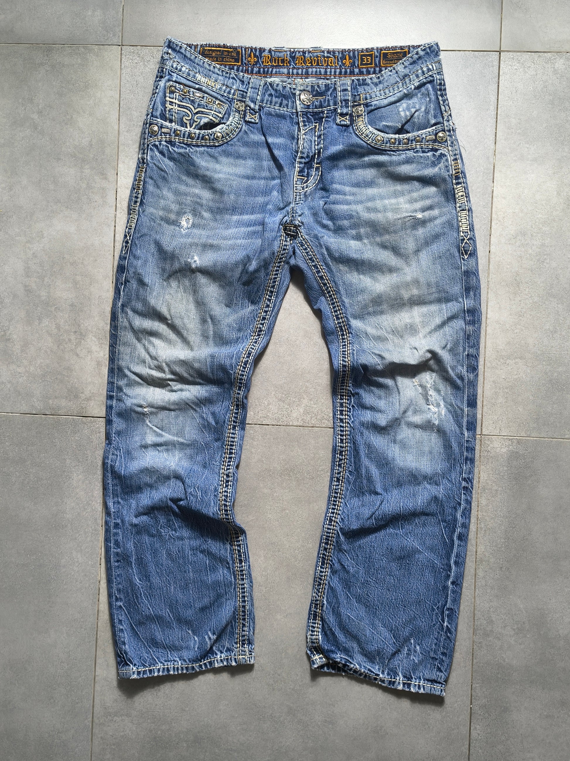 Niebieskie straight fit jeansy Rock Revival