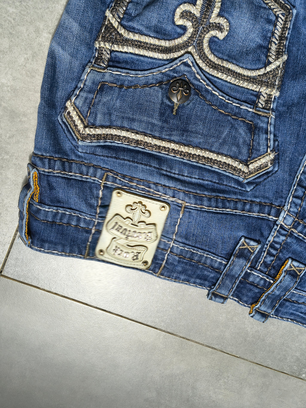 Granatowe straight fit jeansy Rock Revival