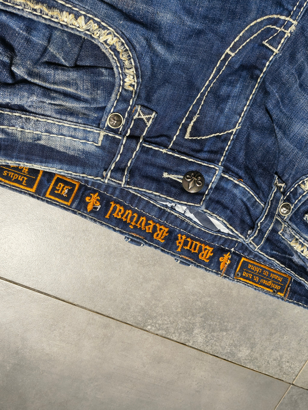 Granatowe Flared Jeansy Rock Revival