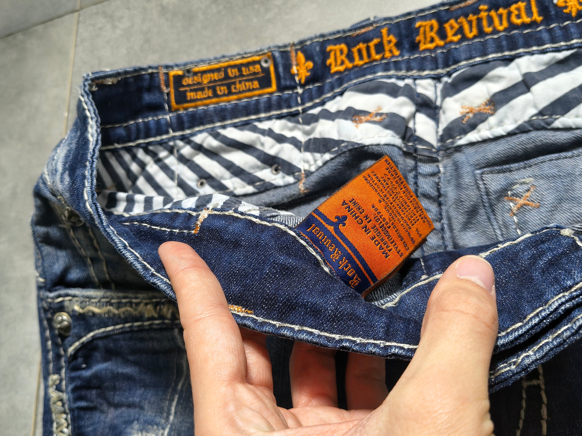 Granatowe Flared Jeansy Rock Revival