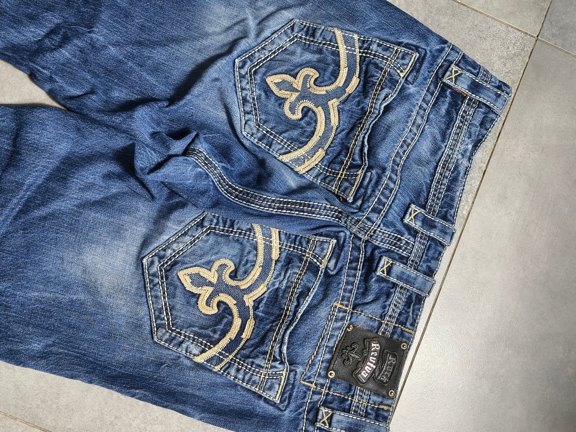 Granatowe bootcut jeansy Rock Revival
