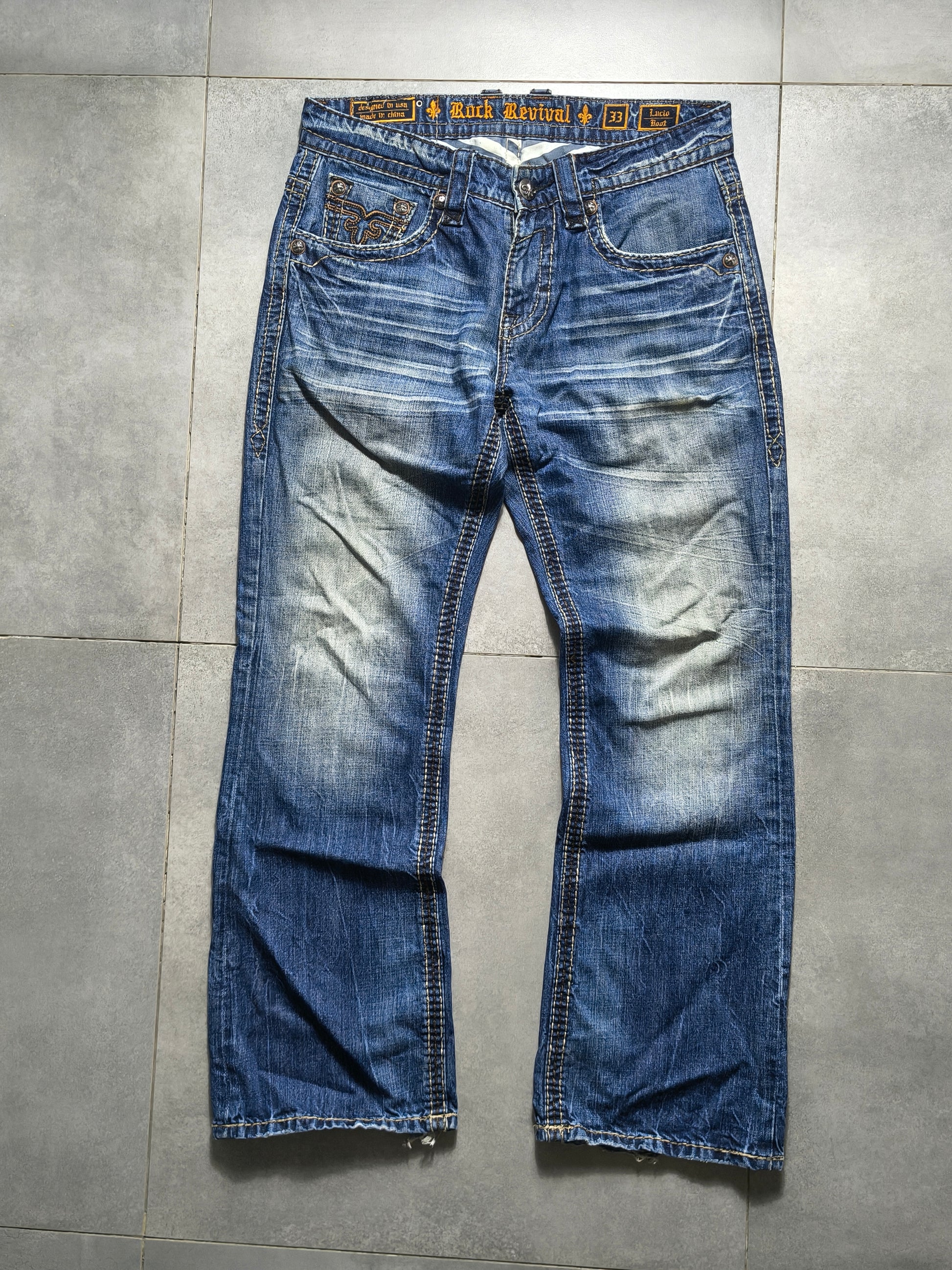 Granatowe bootcut  jeansy Rock Revival
