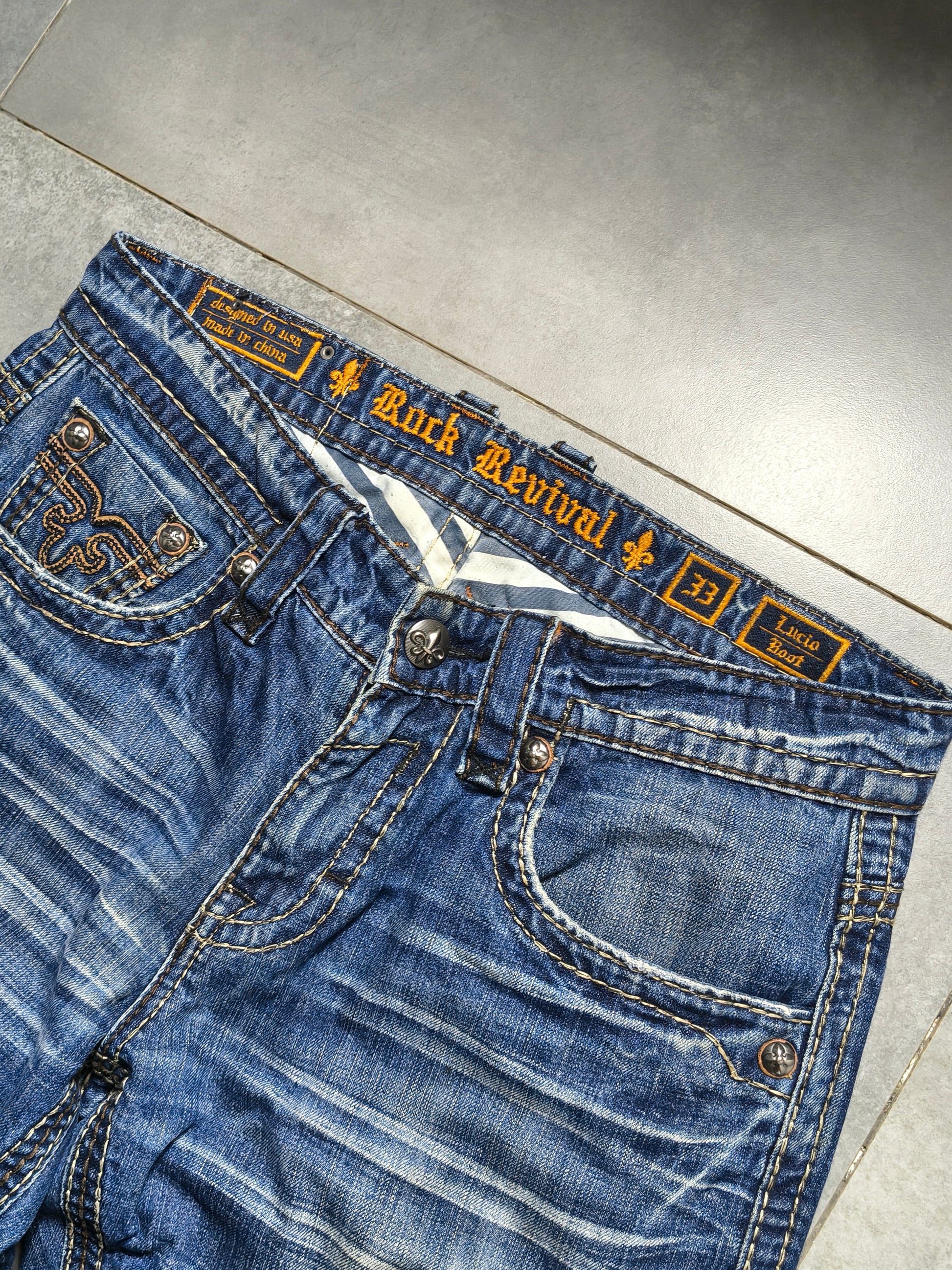 Granatowe bootcut  jeansy Rock Revival