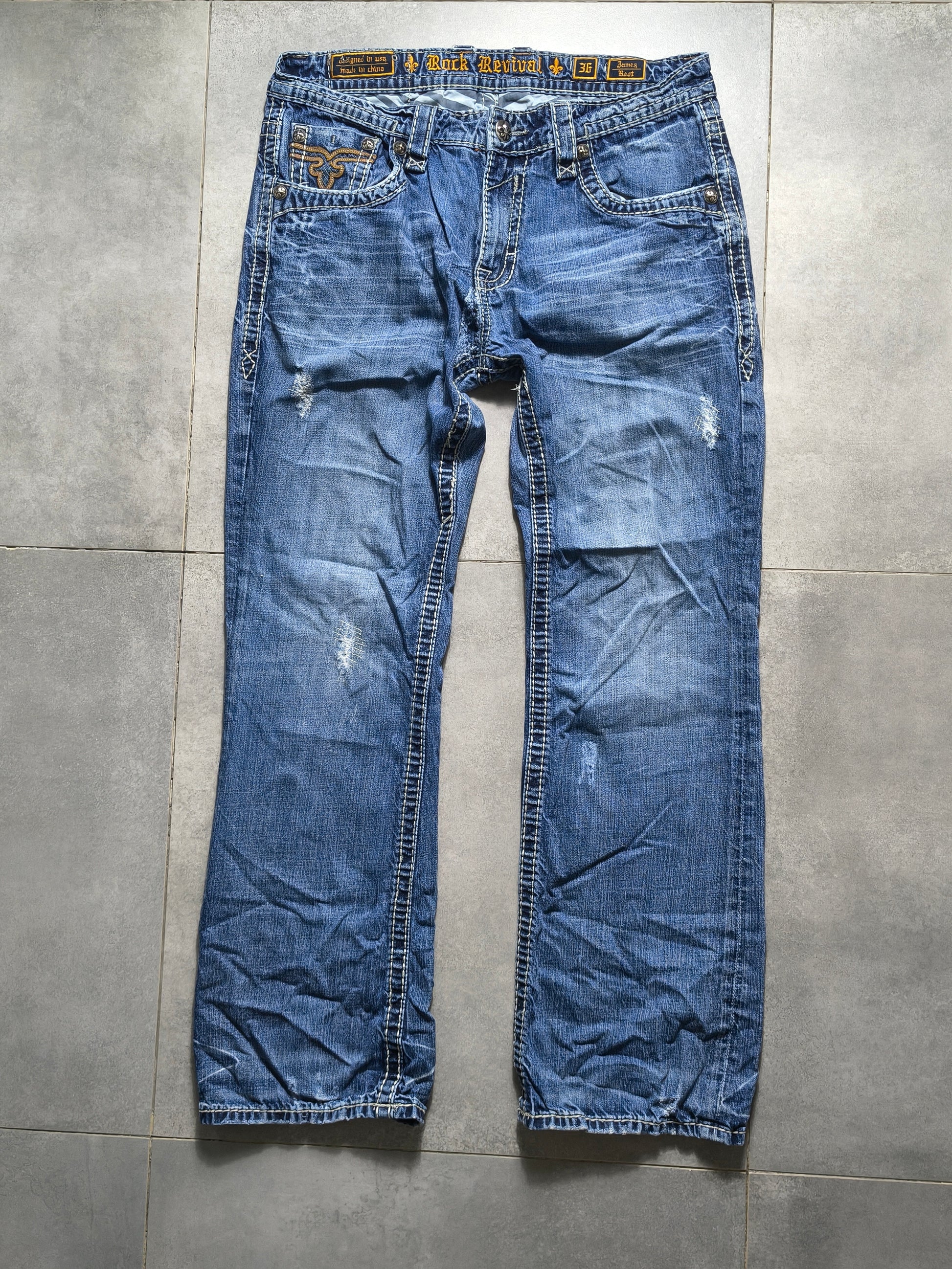 Niebieskie bootcut fit jeansy Rock Revival