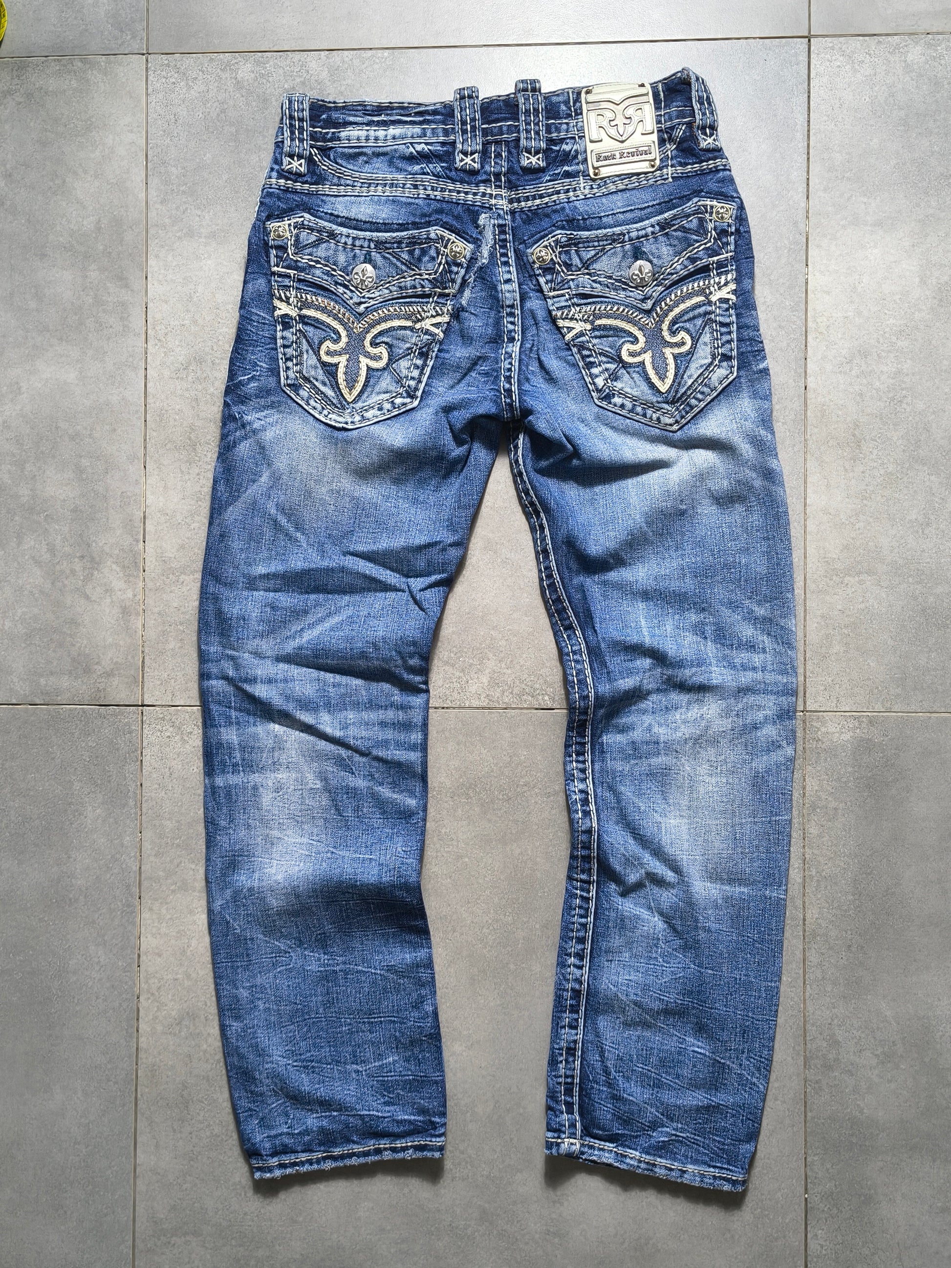 Niebieskie straight fit jeansy Rock Revival