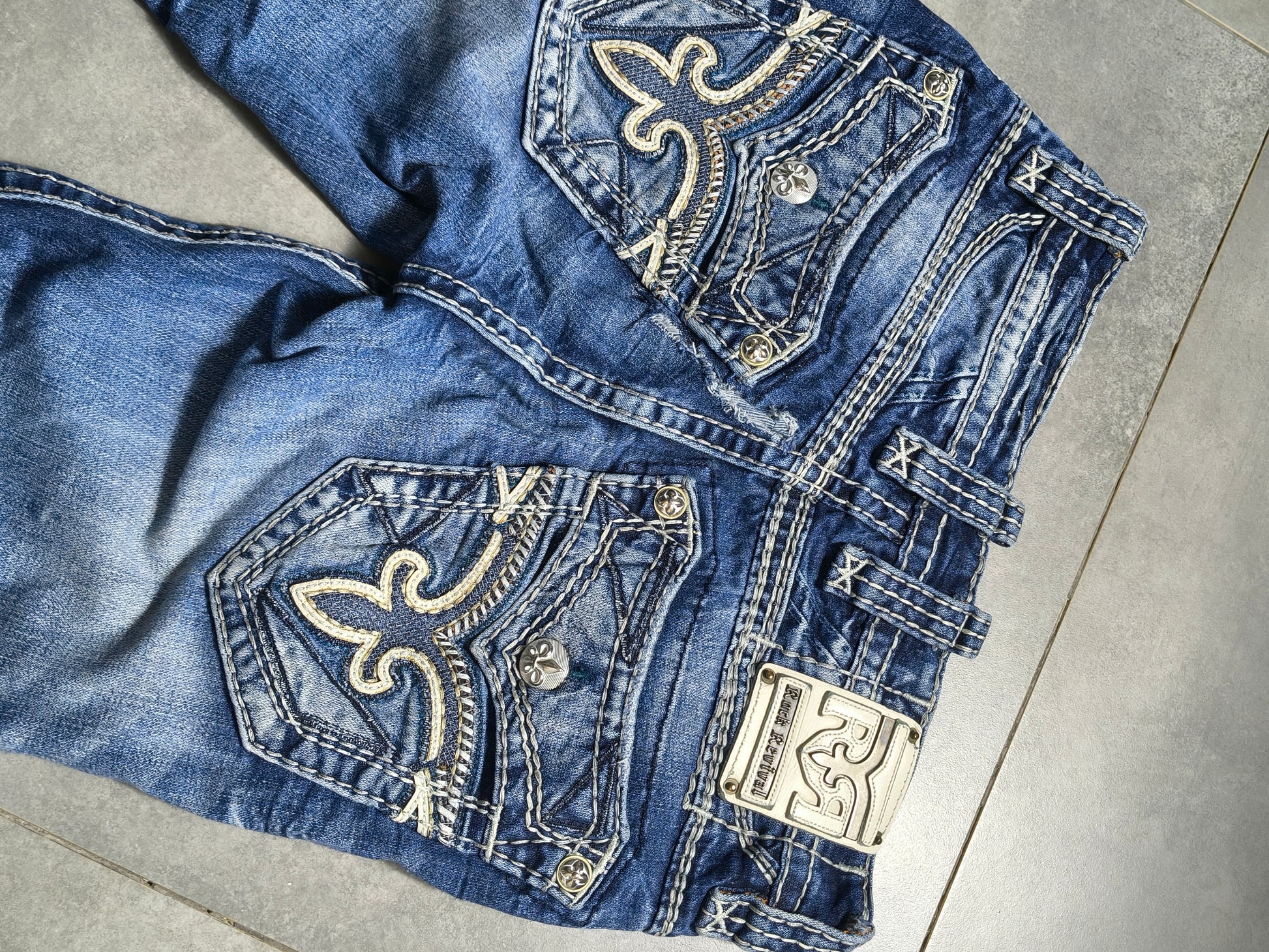 Niebieskie straight fit jeansy Rock Revival