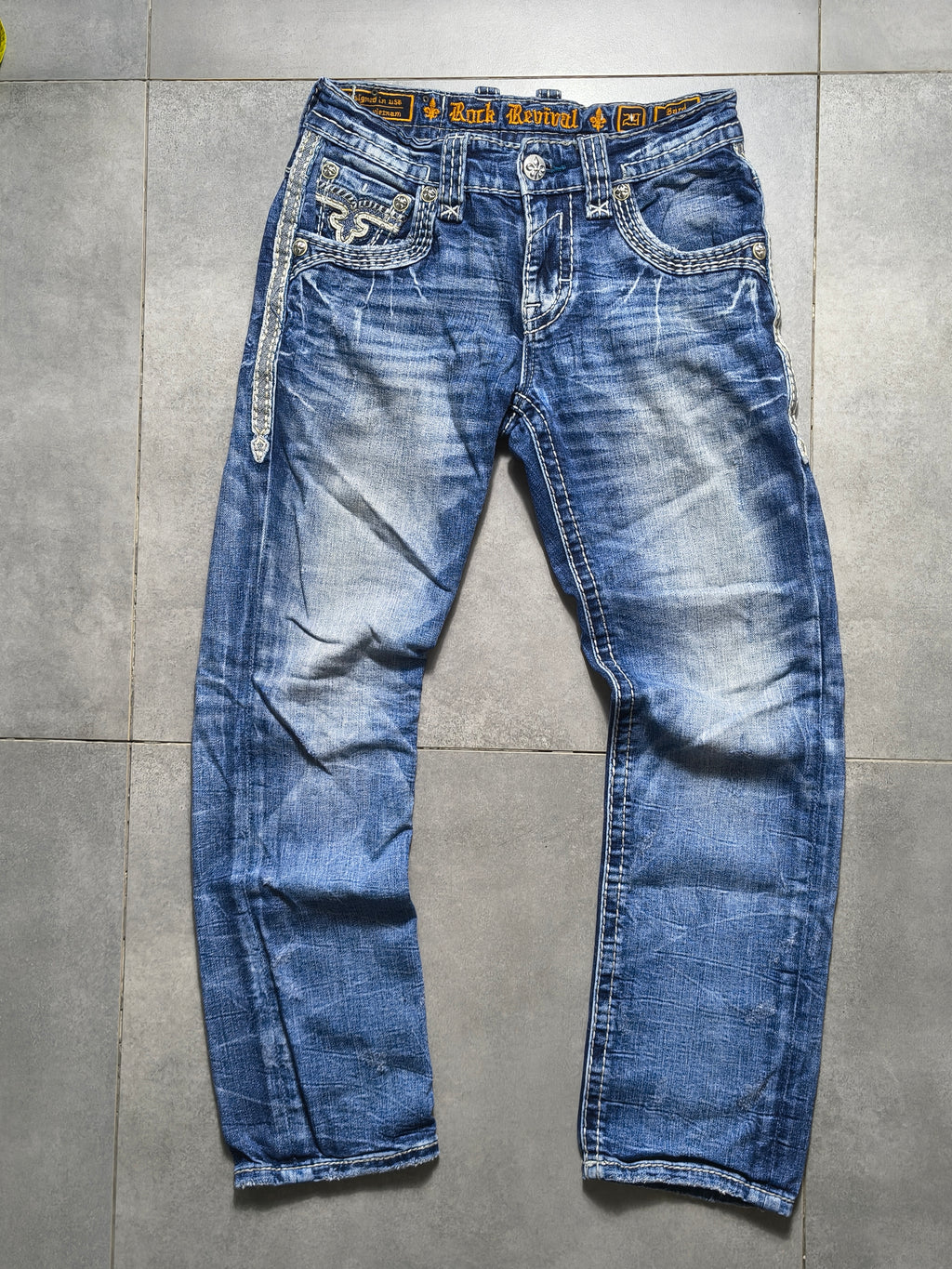 Niebieskie straight fit jeansy Rock Revival