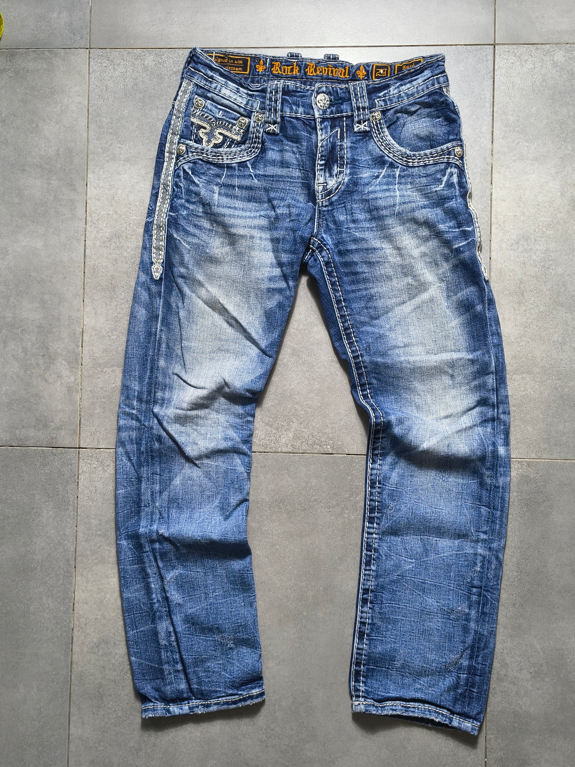 Niebieskie straight fit jeansy Rock Revival
