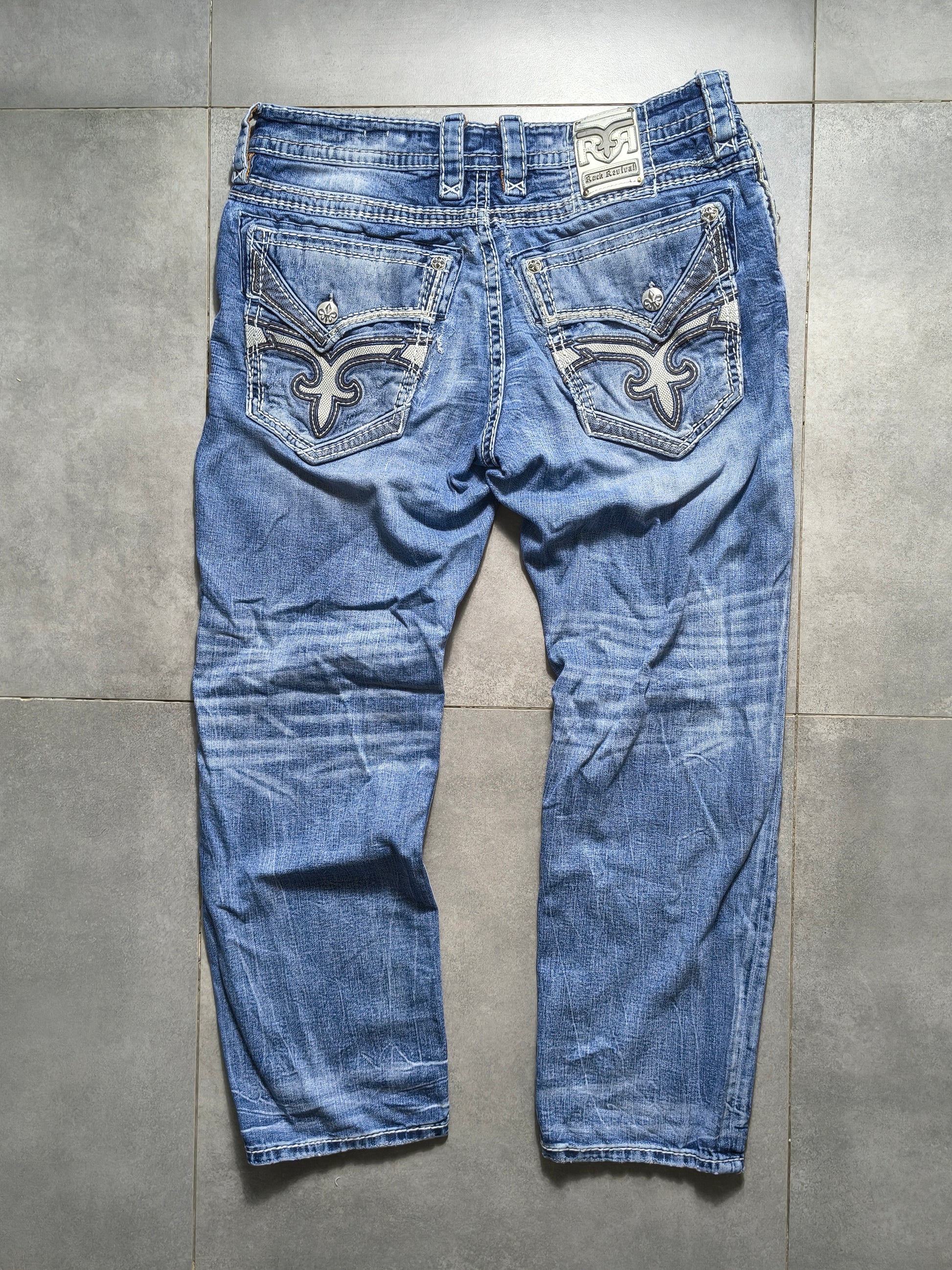 Niebieskie straight fit jeansy Rock Revival