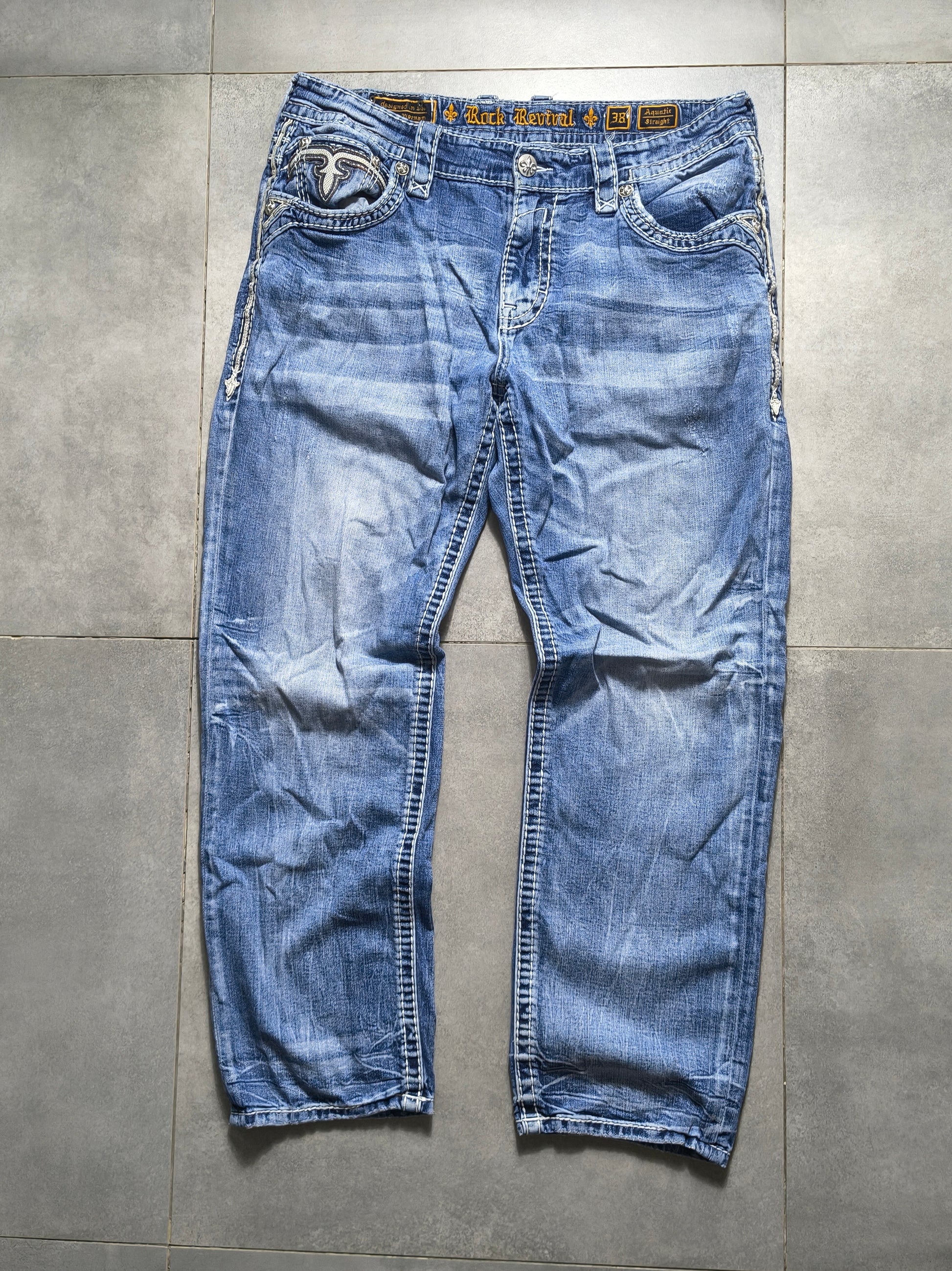 Niebieskie straight fit jeansy Rock Revival