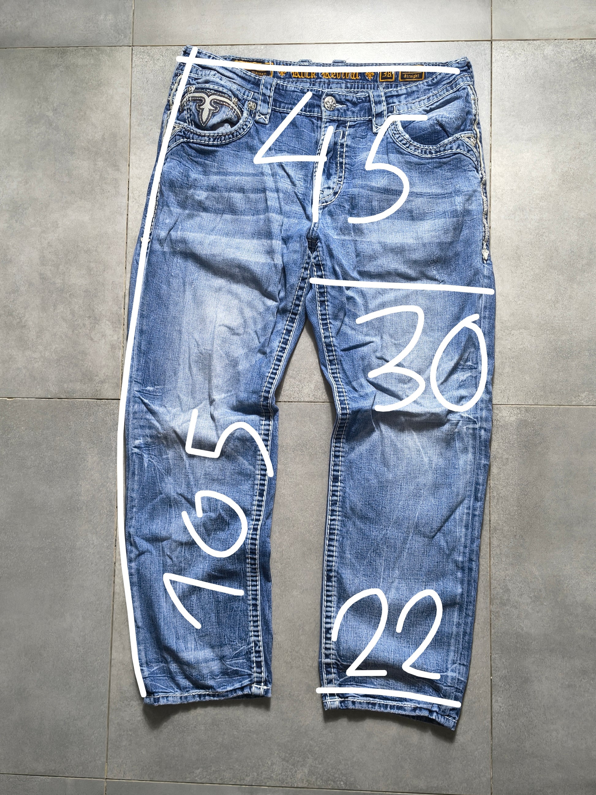 Niebieskie straight fit jeansy Rock Revival