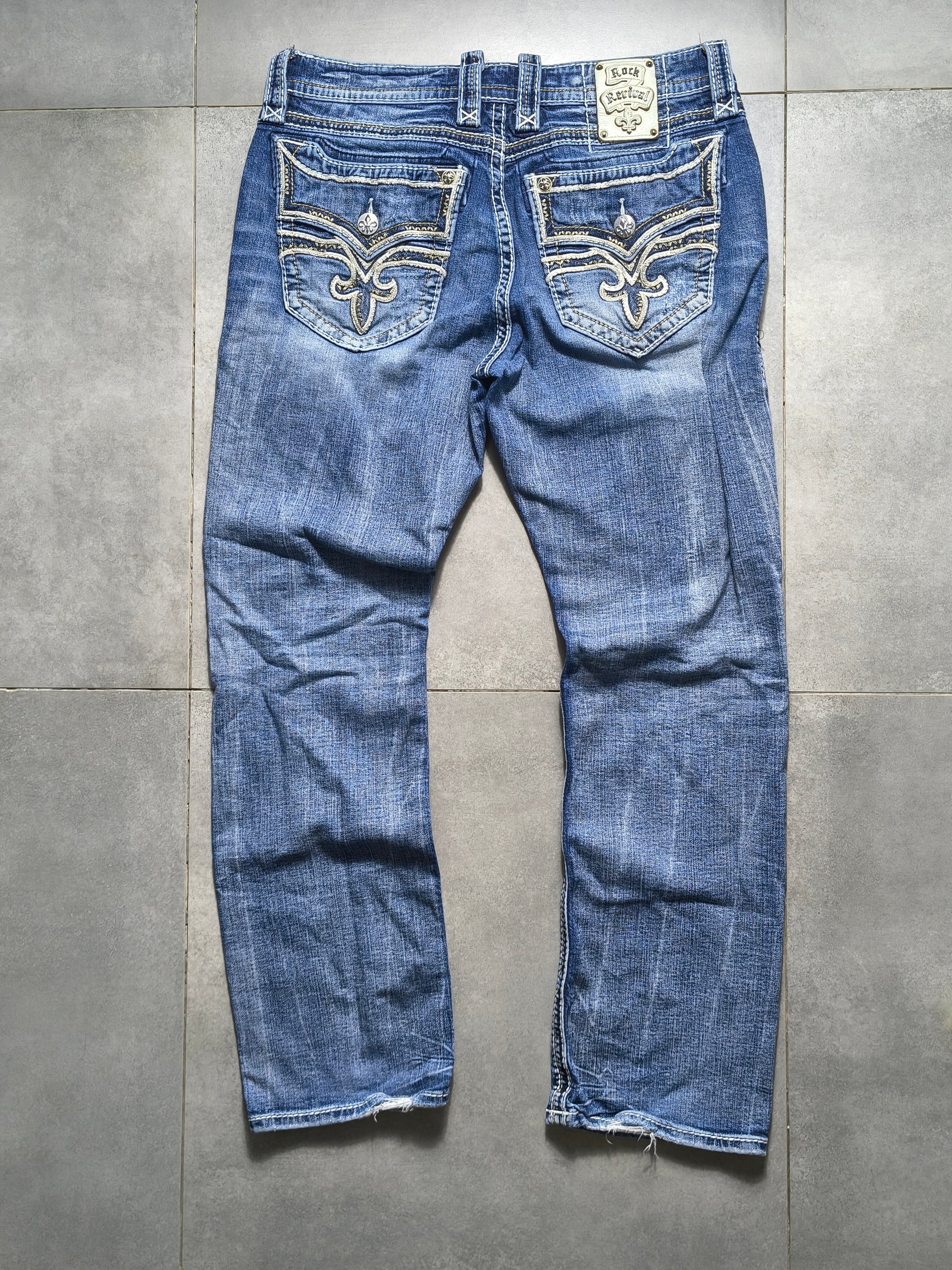 Niebieskie straight fit jeansy Rock Revival