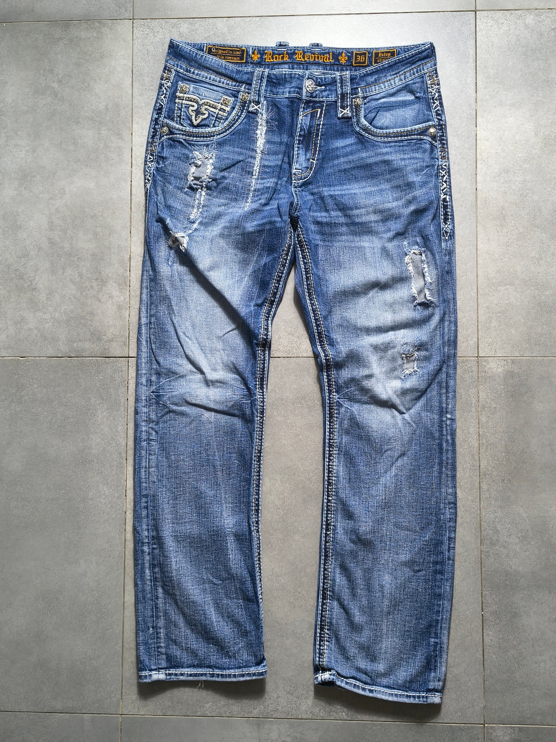 Niebieskie straight fit jeansy Rock Revival