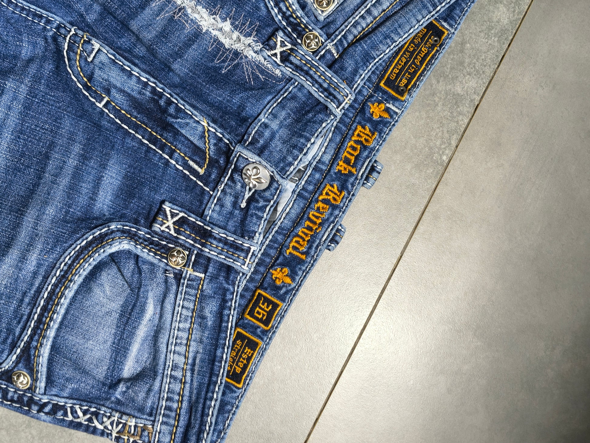 Niebieskie straight fit jeansy Rock Revival