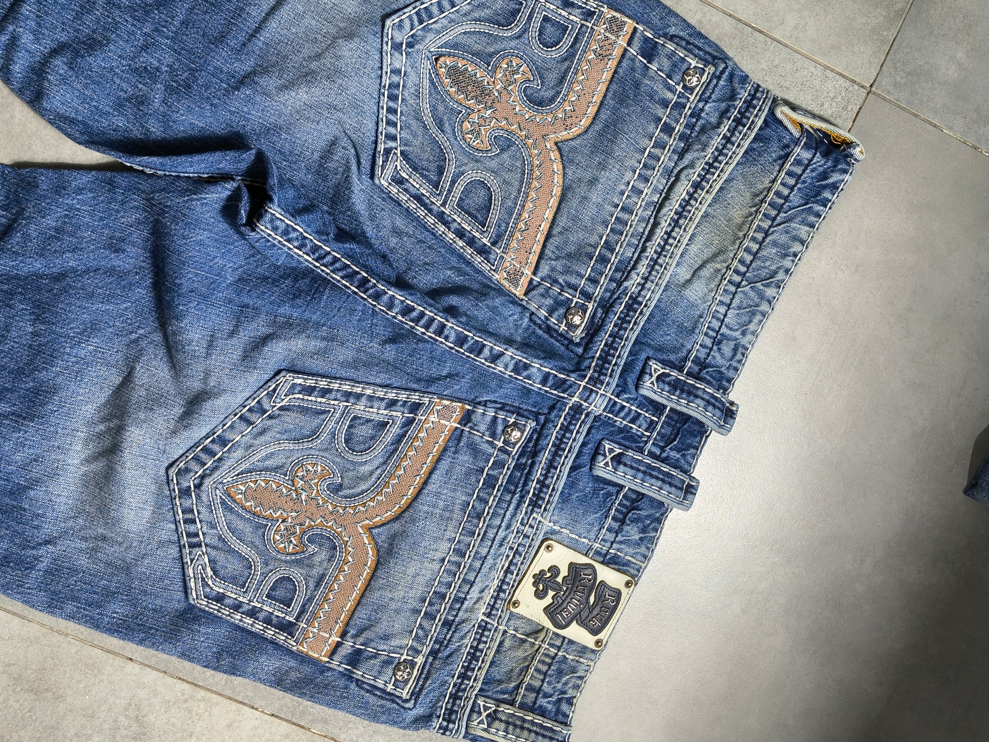 Niebieskie straight fit jeansy Rock Revival