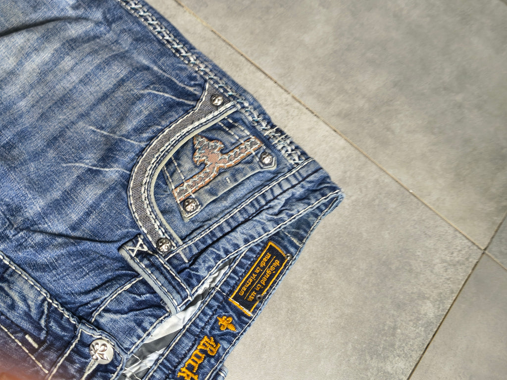 Niebieskie straight fit jeansy Rock Revival