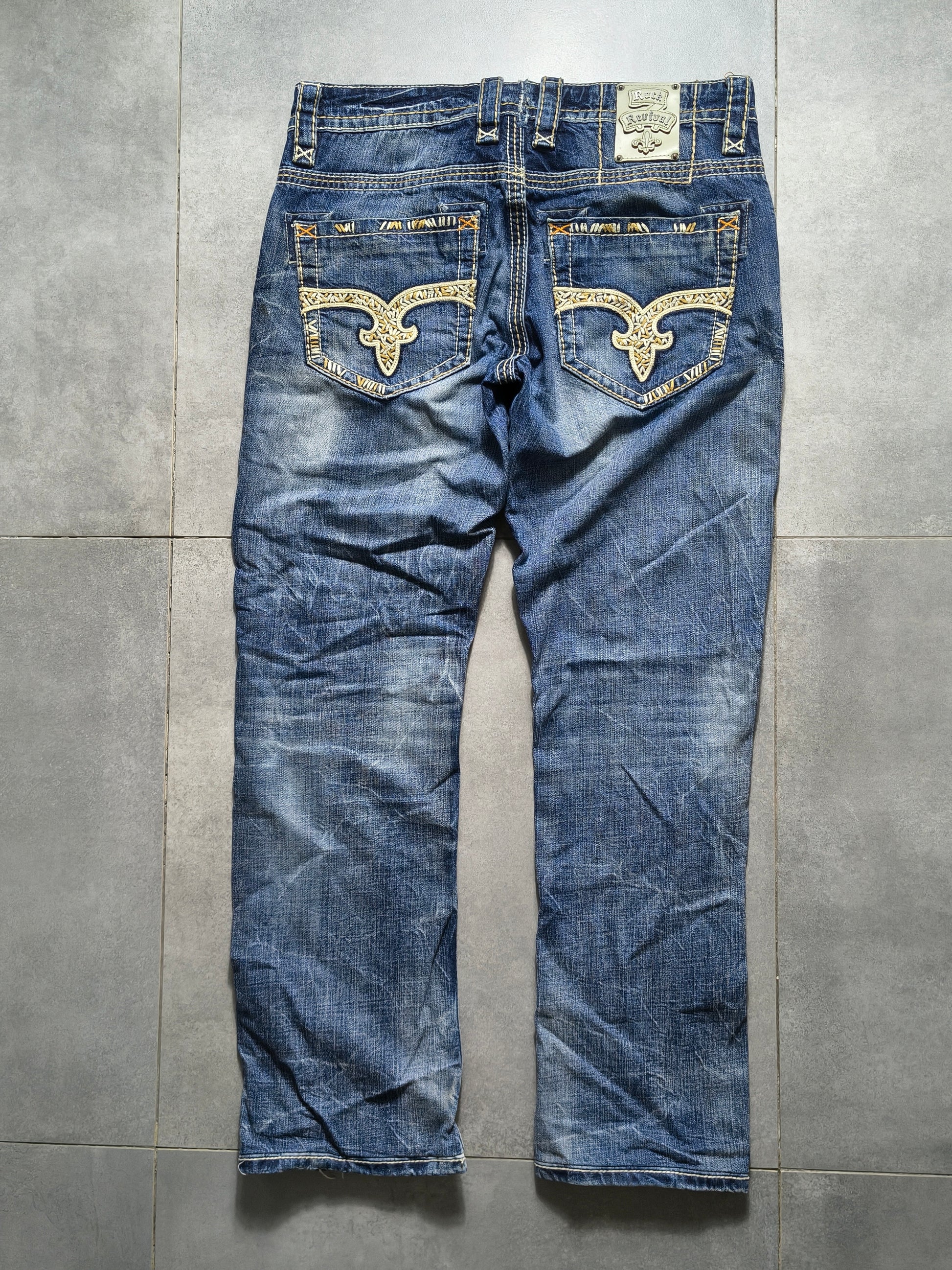 Granatowe bootcut jeansy Rock Revival
