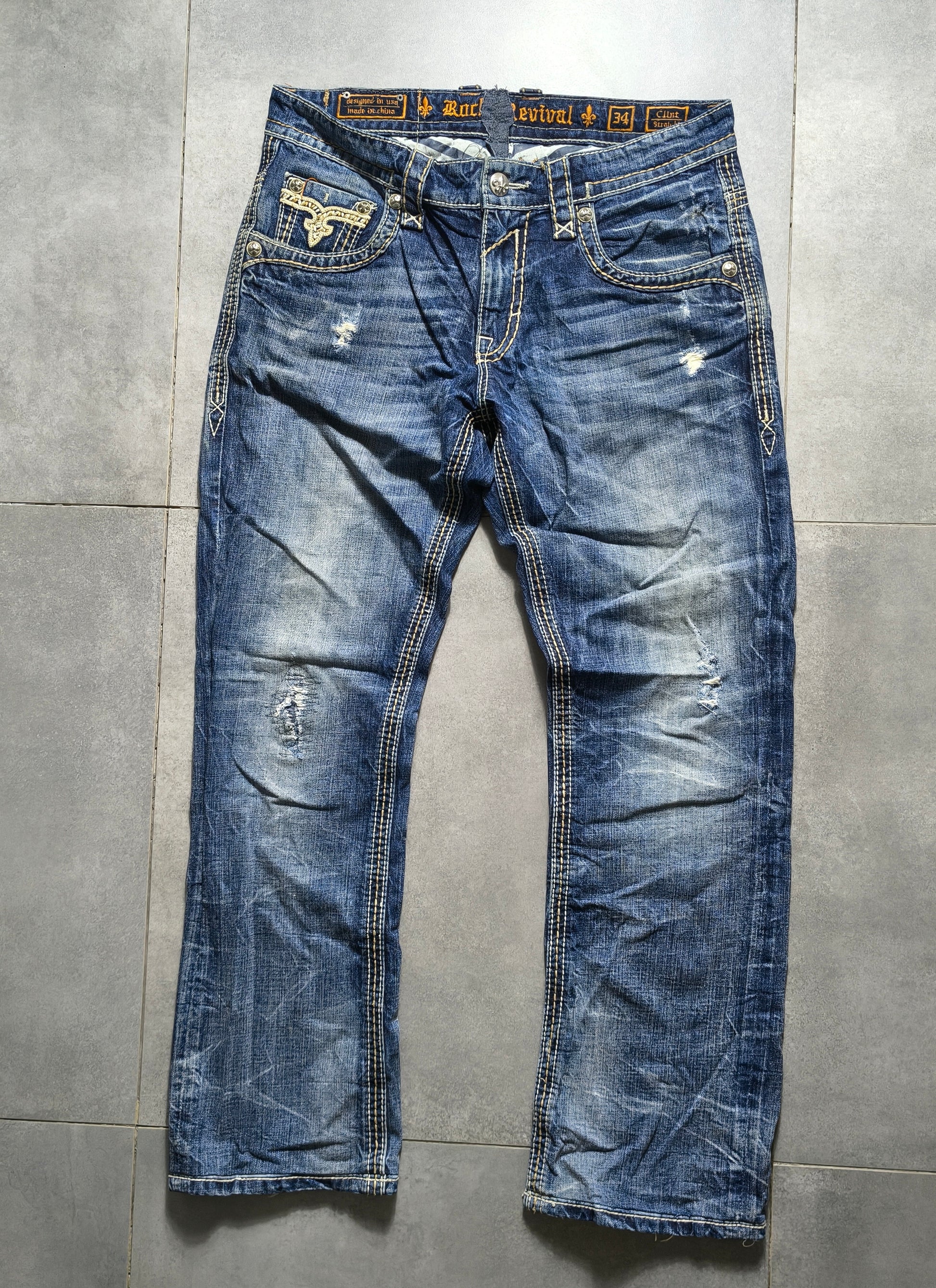 Granatowe bootcut jeansy Rock Revival