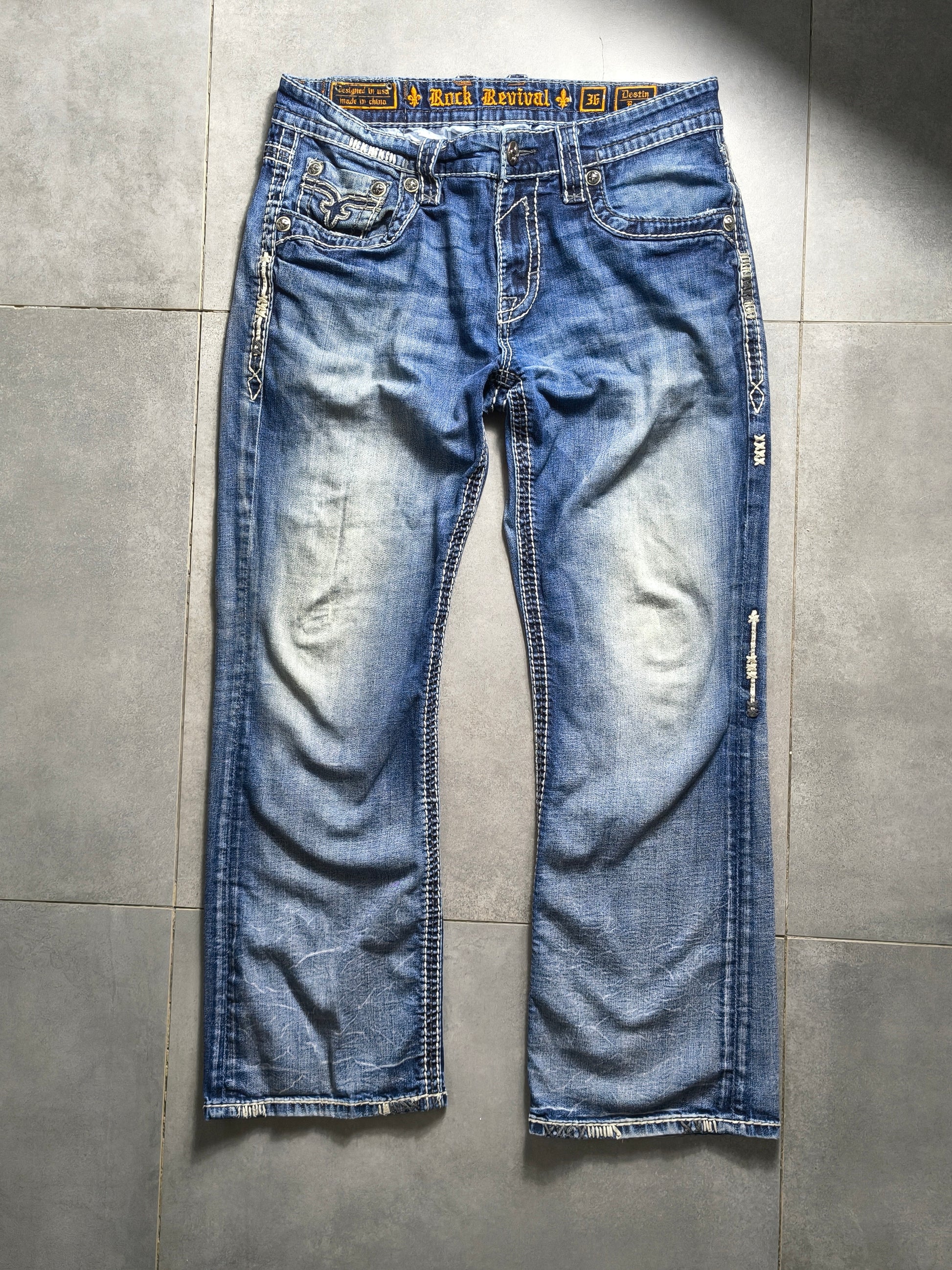 Granatowe jeansy Bootcut Rock Revival