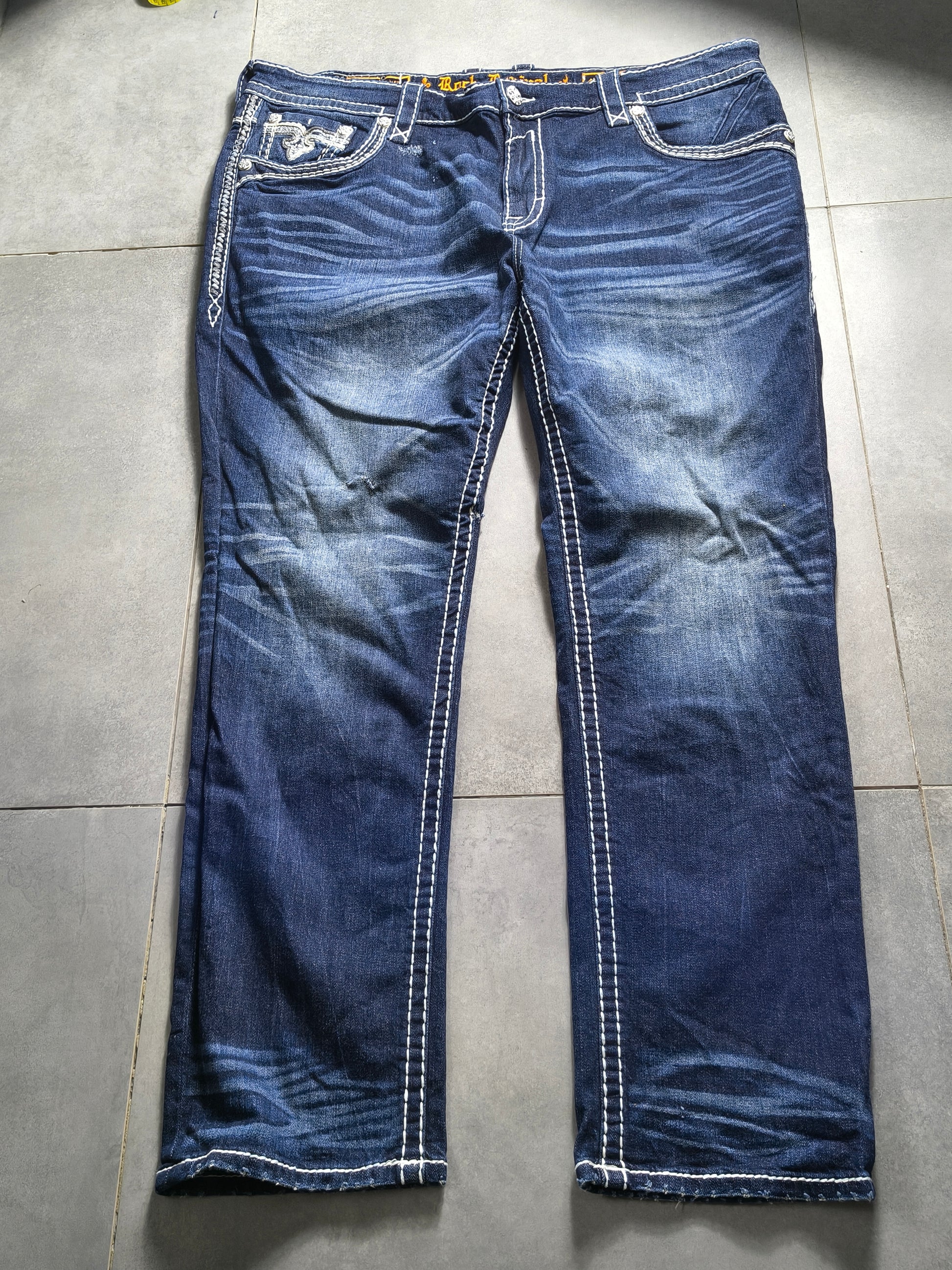 Granatowe straight jeansy Rock Revival