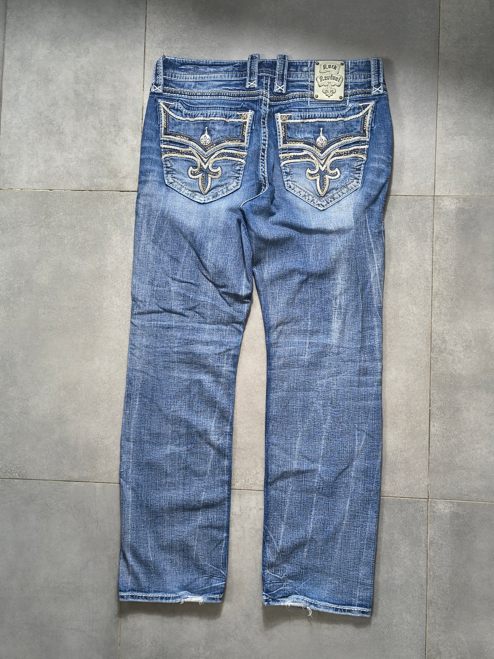 Niebieskie straight fit jeansy Rock Revival