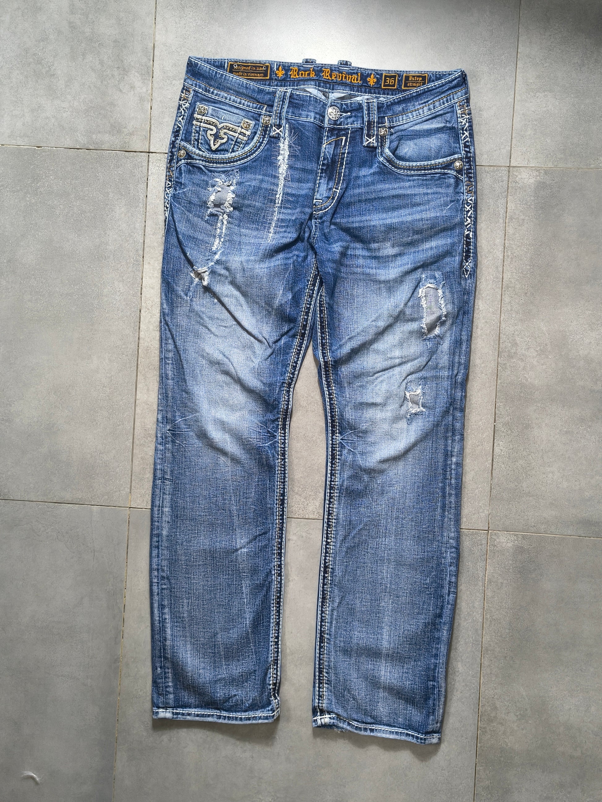 Niebieskie straight fit jeansy Rock Revival