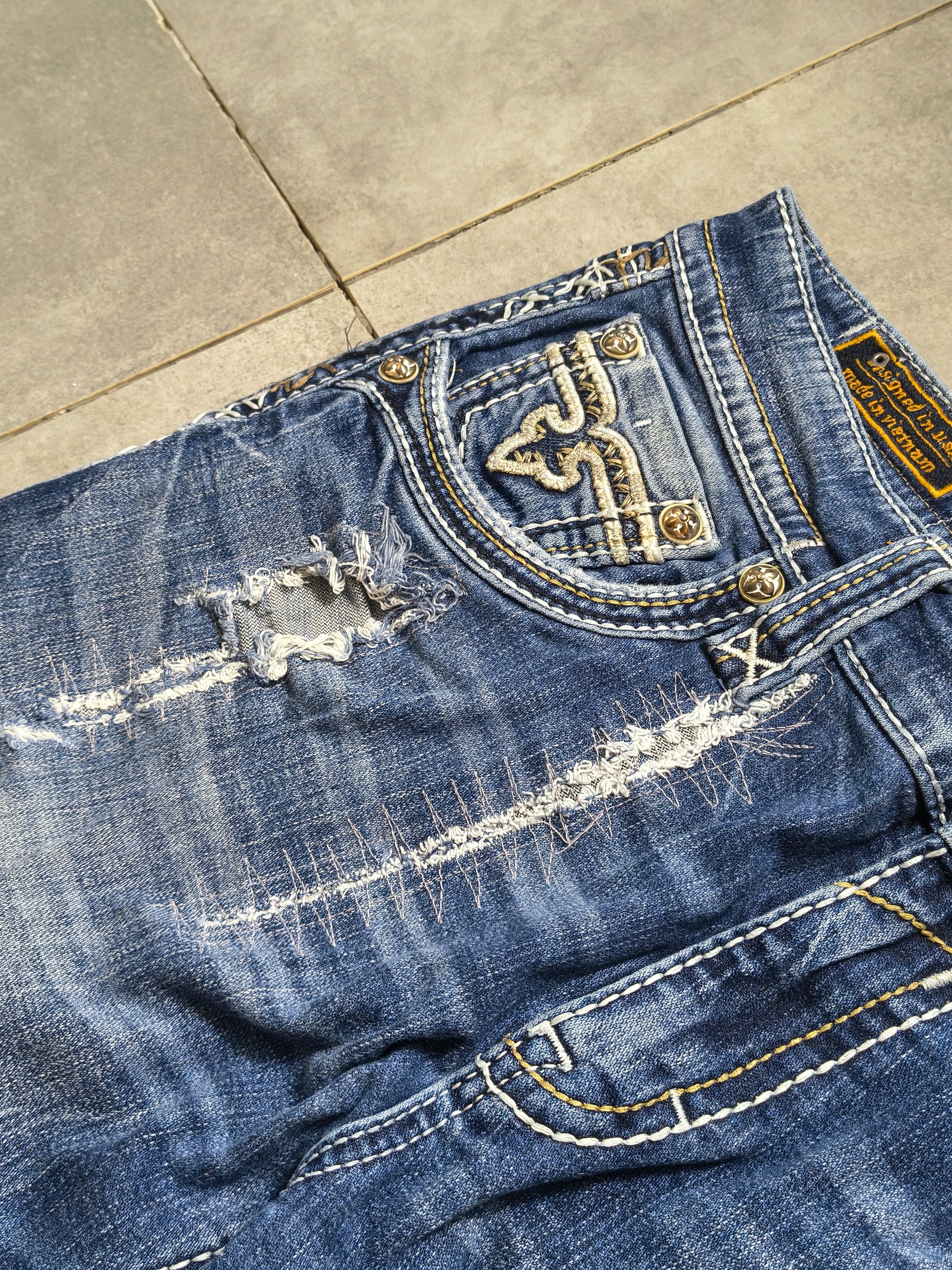 Niebieskie straight fit jeansy Rock Revival