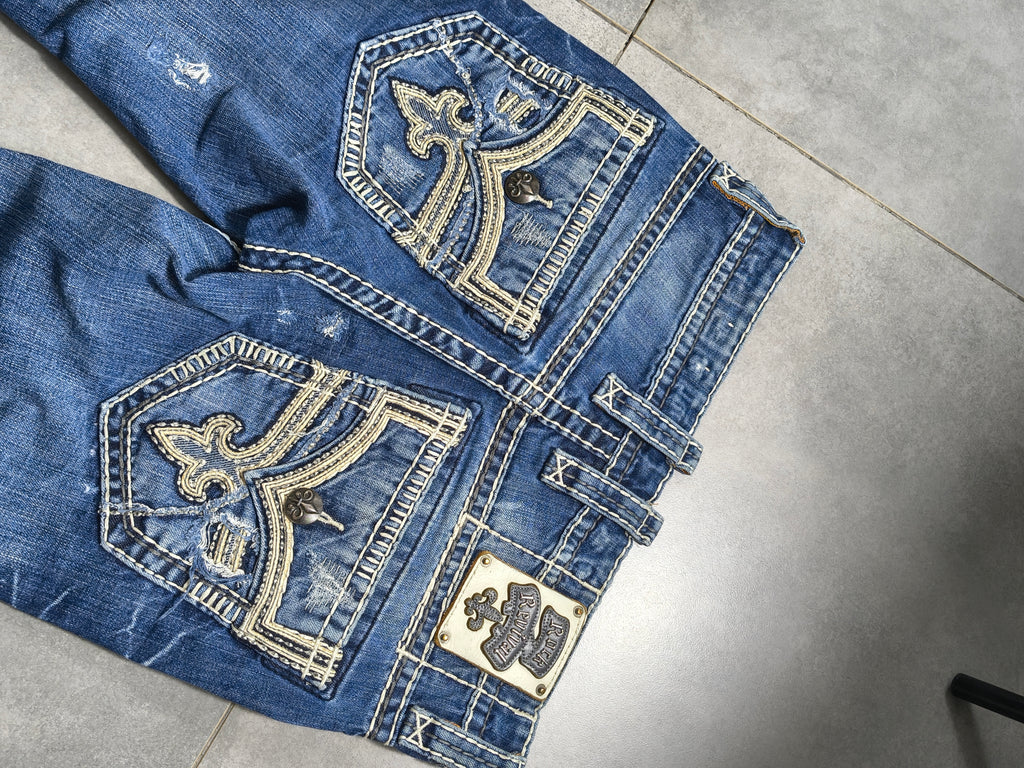 Granatowe bootcut jeansy Rock Revival