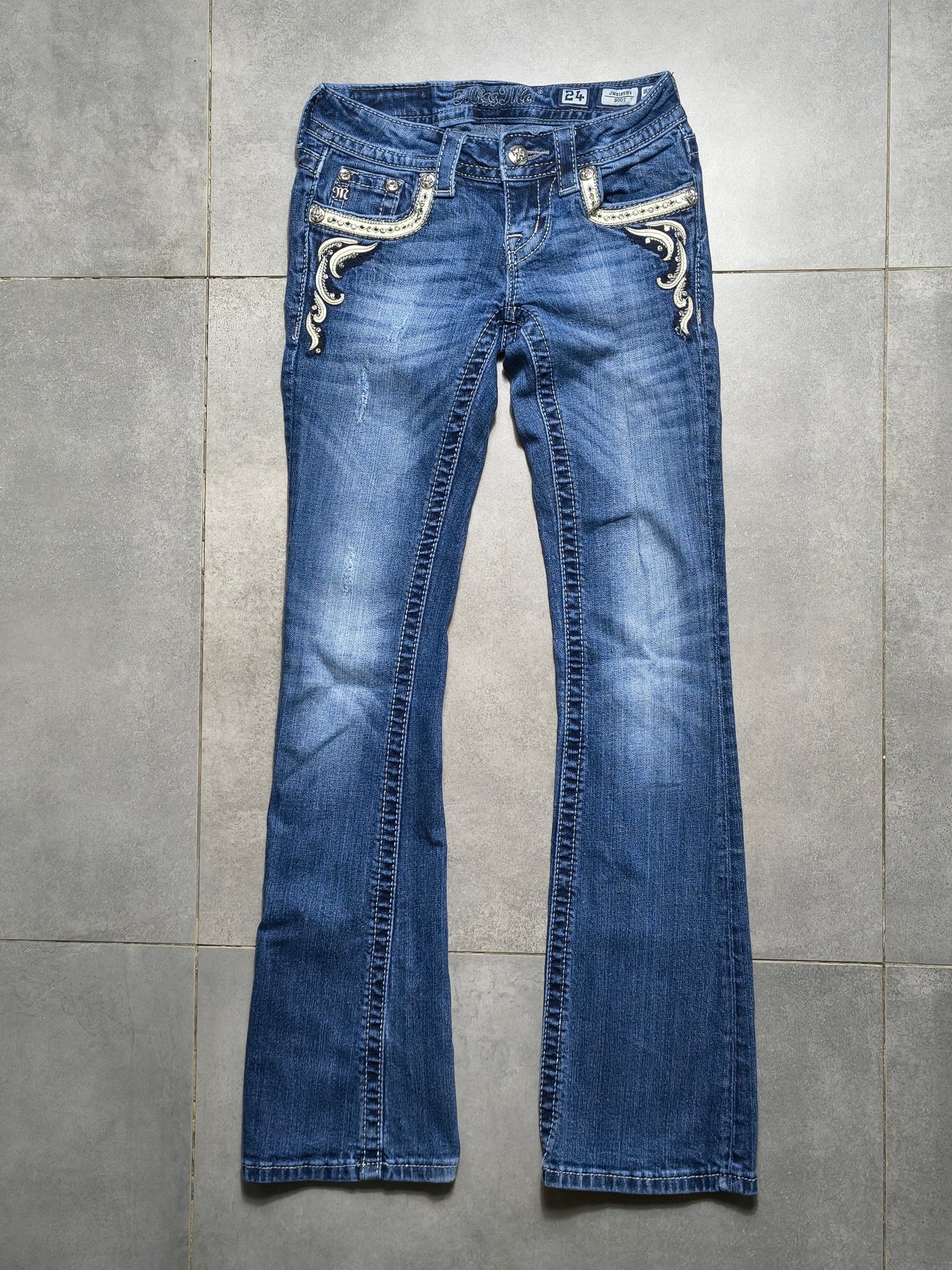 Granatowe Flared jeansy Miss Me