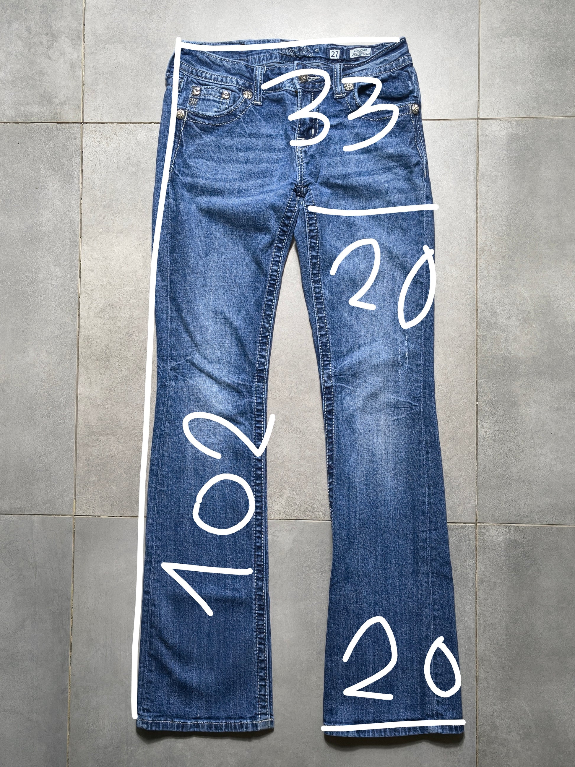 Granatowe flared jeansy Miss Me