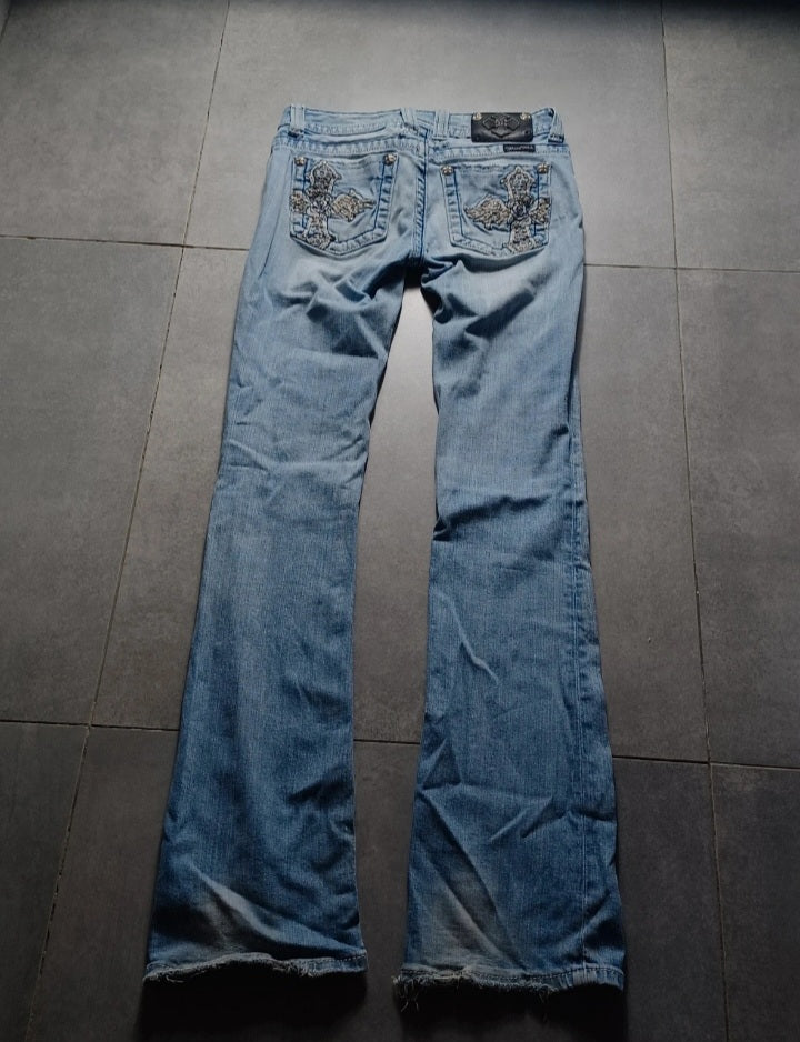 Jasnoniebieskie low rise Flared Jeansy Miss Me