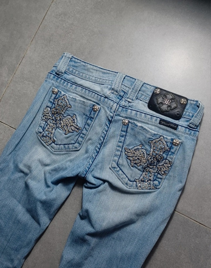 Jasnoniebieskie low rise Flared Jeansy Miss Me