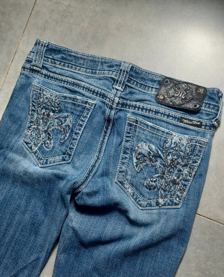 Niebieskie low rise Flared Jeansy Miss Me