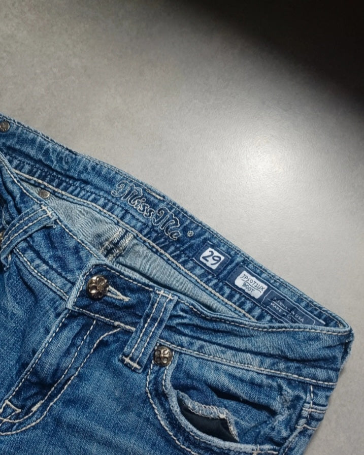 Niebieskie low rise Flared Jeansy Miss Me