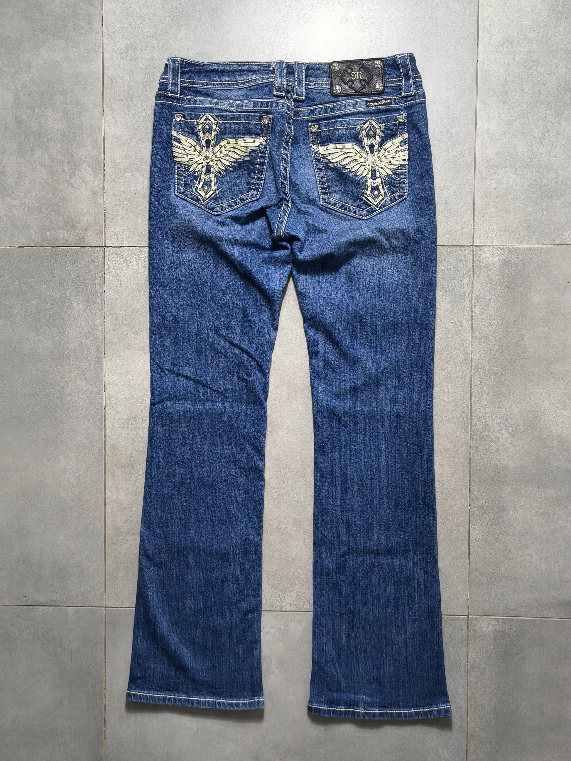 Granatowe flared jeansy Miss Me