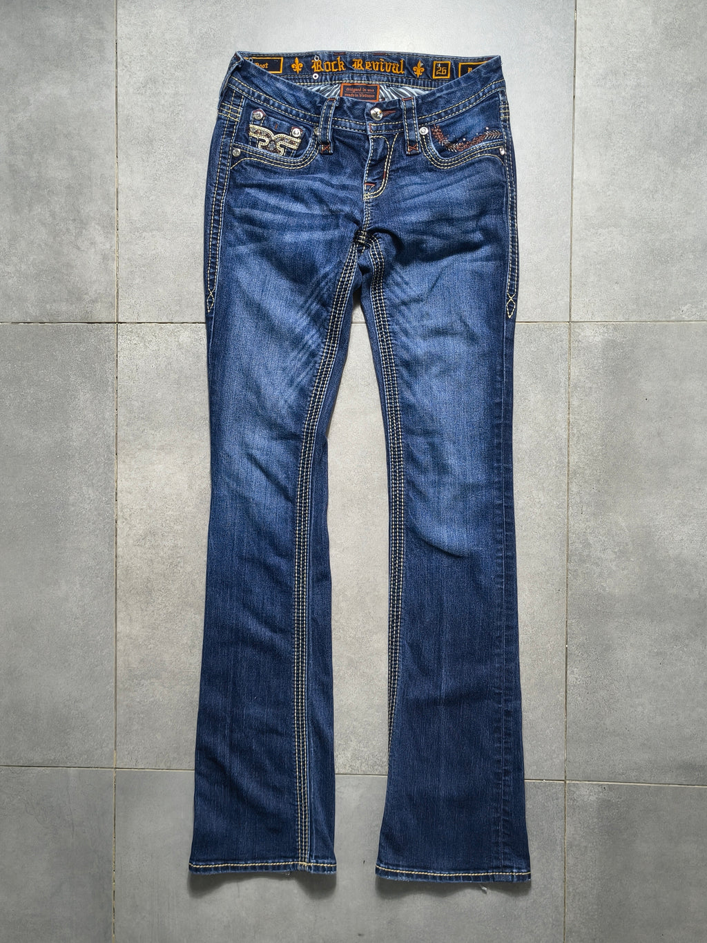 Granatowe flared jeansy Rock Revival